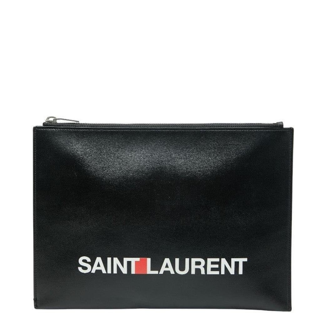 Saint Laurent Logo Leather Clutch Bag Multicolor